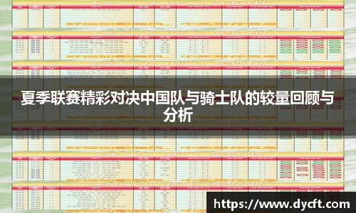 夏季联赛精彩对决中国队与骑士队的较量回顾与分析